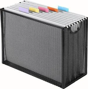 Hanging File Organizer Letter-Size File Holder Filing Box Includes 5 Hanging Folders - Metal Mesh Magazine Letter Storage Cabinets File Cart for Office Home School, No Assembly Required Hanging File Organizer Letter-Size File Holder Filing Box Includes 5 Hanging Folders - Metal Mesh Magazine Letter Storage Cabinets File Cart for Office Home School, No Assembly Required