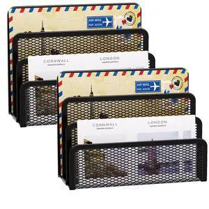 Mail Organizer for Desk, 3-Slot Mesh Metal Mail Holder countertop, Letter Holder, Office Desktop Envelope and Document Storage Rack (2P) Mail Organizer for Desk, 3-Slot Mesh Metal Mail Holder countertop, Letter Holder, Office Desktop Envelope and Document Storage Rack (2P)