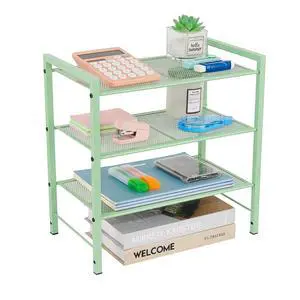 Desktop Shelf Organizer, 3-Tier Desk Organizer, Adjustable Metal Bookshelf for Top of Desk, Office Storage Rack for Office, Home, Dorm and Small Spaces (Mint Green) Desktop Shelf Organizer, 3-Tier Desk Organizer, Adjustable Metal Bookshelf for Top of Desk, Office Storage Rack for Office, Home, Dorm and Small Spaces (Mint Green)