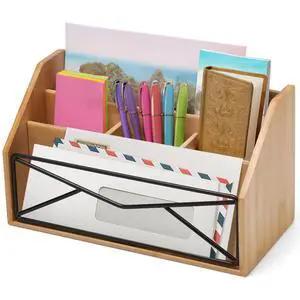 Bamboo Desk Organizer for Office and Home Natural Bamboo Mail Organizer for Countertop - Wooden Desktop Organizer for Mail, Files, Letters, and Tabletop Storage Bamboo Desk Organizer for Office and Home Natural Bamboo Mail Organizer for Countertop - Wooden Desktop Organizer for Mail, Files, Letters, and Tabletop Storage