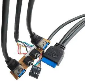 19Pin 2-Port USB 3.0 9Pin 3.5mm HD Audio 90 Degree Angled Interface Computer Motherboard Extension Cable Chassis Front Panel 19Pin 2-Port USB 3.0 9Pin 3.5mm HD Audio 90 Degree Angled Interface Computer Motherboard Extension Cable Chassis Front Panel