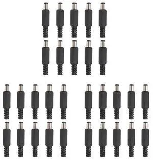 30Pcs 5.5X2.1Mm Male Solder Dc Barrel Tip Plug Jack Straight Connectors For DC Power Supply LED Lights Switch Black 30Pcs 5.5X2.1Mm Male Solder Dc Barrel Tip Plug Jack Straight Connectors For DC Power Supply LED Lights Switch Black