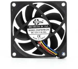 2pcs 70mm Fan SXD7015B12M PWM Cooling Fan, 12V, 0.18A, 3000RPM, 24.5CFM, Dual Ball Bearing, 4-Pin, CPU 2pcs 70mm Fan SXD7015B12M PWM Cooling Fan, 12V, 0.18A, 3000RPM, 24.5CFM, Dual Ball Bearing, 4-Pin, CPU