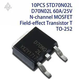 10PCS STD70N02L D70N02L 60A/25V N-channel MOSFET Field-effect Transistor T TO-252 10PCS STD70N02L D70N02L 60A/25V N-channel MOSFET Field-effect Transistor T TO-252