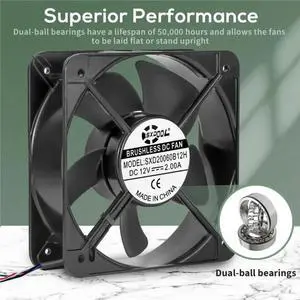 Large Size 200mm 20060 20cm DC 12V High Air Flow 540CFM 200X60MM for Vehicle Car EV Charger Station Industrial Cooling Fan Large Size 200mm 20060 20cm DC 12V High Air Flow 540CFM 200X60MM for Vehicle Car EV Charger Station Industrial Cooling Fan