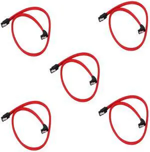 5X SATA 3.0 III SATA3 7Pin Data Cable Right Angle 6Gb/S SSD Cables HDD Hard Disk Data Cord With Nylon Sleeved(Red) 50CM 5X SATA 3.0 III SATA3 7Pin Data Cable Right Angle 6Gb/S SSD Cables HDD Hard Disk Data Cord With Nylon Sleeved(Red) 50CM