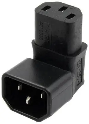 2X IEC Male C14 To Up Right Angled 90 Degree IEC Female C13 Power Extension Adapter 2X IEC Male C14 To Up Right Angled 90 Degree IEC Female C13 Power Extension Adapter