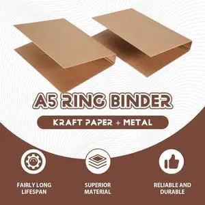 2Pcs A5 Kraft Paper Binder Tray A5 Kraft Paper Folders With 2 Rings To Add Loose Sheets 2Pcs A5 Kraft Paper Binder Tray A5 Kraft Paper Folders With 2 Rings To Add Loose Sheets