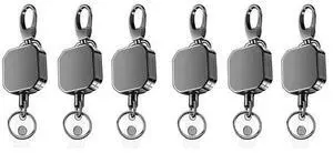 6X Heavy Duty l Retractable Carabiner Keychain Belt Badge Reels Clip 28.3Inch Reinforced Steel Wire Cord 6X Heavy Duty l Retractable Carabiner Keychain Belt Badge Reels Clip 28.3Inch Reinforced Steel Wire Cord