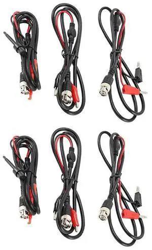 6X Oscilloscope Probes BNC To Alligator Crocodile Clips BNC To Mini Hook Leads BNC To Dual Stacking Banana Cable 6X Oscilloscope Probes BNC To Alligator Crocodile Clips BNC To Mini Hook Leads BNC To Dual Stacking Banana Cable