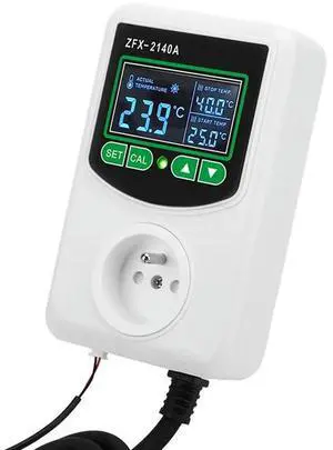 ZFX-2140A High-Power LCD Digital Display Temperature Controller Socket Thermostat Sensor Probe EU Plug ZFX-2140A High-Power LCD Digital Display Temperature Controller Socket Thermostat Sensor Probe EU Plug