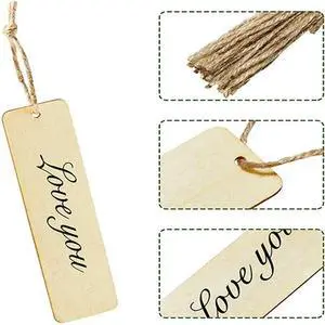 200Pcs Wooden DIY Bookmark Blank Bookmarks With Ropes Wooden Book Markers Rectangle Thin Hanging Tag 200Pcs Wooden DIY Bookmark Blank Bookmarks With Ropes Wooden Book Markers Rectangle Thin Hanging Tag