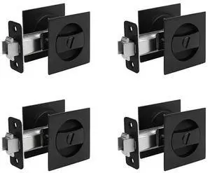 4X Pocket Door Lock, Matte Black Contemporary Privacy Square Pocket Door Hardware, Black Sliding Pocket Door Lock 4X Pocket Door Lock, Matte Black Contemporary Privacy Square Pocket Door Hardware, Black Sliding Pocket Door Lock