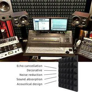 72 Pack Pyramid Shape Soundproof Foam Sound Proof Padding Treatment Panel For Echo Bass Insulation 72 Pack Pyramid Shape Soundproof Foam Sound Proof Padding Treatment Panel For Echo Bass Insulation