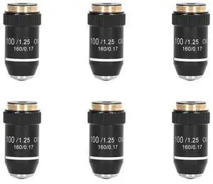 6X Biological Microscope Lens, 195 Achromatic Black Objective Lens 100X Oil High Power Objective Interface 20.2Mm Thread 6X Biological Microscope Lens, 195 Achromatic Black Objective Lens 100X Oil High Power Objective Interface 20.2Mm Thread