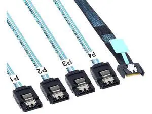 PCI-E Slimline Mini SAS 38P MCIO 4i SFF-8654 to 4X SATA Femal Extender Cable 50CM PCI-E Slimline Mini SAS 38P MCIO 4i SFF-8654 to 4X SATA Femal Extender Cable 50CM