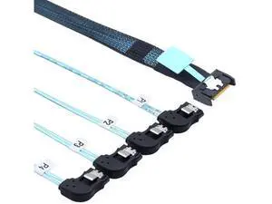 PCIE Slimline Mini SAS MCIO SFF-8654 38P to 4X SATA Left Angle Hard Drive Cable 80CM PCIE Slimline Mini SAS MCIO SFF-8654 38P to 4X SATA Left Angle Hard Drive Cable 80CM