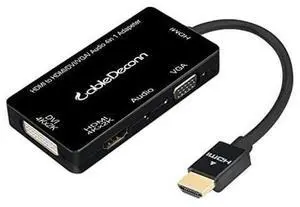 Multiport 4-in-1 HDMI to HDMI DVI 4K VGA Adapter Cable with Audio Output Adapter Converter (Black) Multiport 4-in-1 HDMI to HDMI DVI 4K VGA Adapter Cable with Audio Output Adapter Converter (Black)