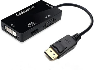 DisplayPort 1.2 to HDMI 4K DVI VGA 3 in 1 Multi-Function Cable Adapter Converter DisplayPort 1.2 to HDMI 4K DVI VGA 3 in 1 Multi-Function Cable Adapter Converter