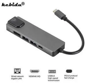 5 in 1 USB Type C HUB 4K USB C Hub to Gigat Ethernet Rj45 Lan Adapter for Mac book Pro Thunderbolt 3 USB-C Charger Power 5 in 1 USB Type C HUB 4K USB C Hub to Gigat Ethernet Rj45 Lan Adapter for Mac book Pro Thunderbolt 3 USB-C Charger Power