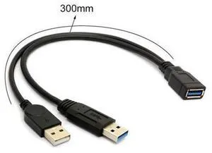 Data Y Extension Splitter Cable USB 3.0 to Dual USB Extra Power Data Extension Cable for 2.5 inch External HDD Data Y Extension Splitter Cable USB 3.0 to Dual USB Extra Power Data Extension Cable for 2.5 inch External HDD