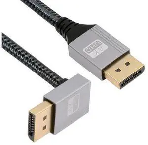 Down Angled DP to DP Cable 4K 60hz 90 Degree DisplayPort Cable Silver Sleeve Ultra-HD UHD for Desktop Laptop Monitor Graphics Card,1m Down Angled DP to DP Cable 4K 60hz 90 Degree DisplayPort Cable Silver Sleeve Ultra-HD UHD for Desktop Laptop Monitor Graphics Card,1m