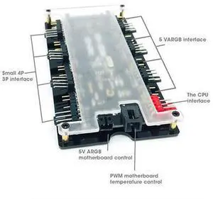 Case Fan Controller Hub, Wireless Remote RGB Synchronization Function Stable Case Fan Hub, Home Repairing for Computer Cooling Fan DIY Computer Case Fan Controller Hub, Wireless Remote RGB Synchronization Function Stable Case Fan Hub, Home Repairing for Computer Cooling Fan DIY Computer