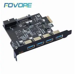 Add On Card USB 3.0 PCI-E Type C Expansion Card PCI Express PCI-E to USB 3.0 Controller 5Port + 1Port USB 3.1 PCI-E Card Adapter Add On Card USB 3.0 PCI-E Type C Expansion Card PCI Express PCI-E to USB 3.0 Controller 5Port + 1Port USB 3.1 PCI-E Card Adapter