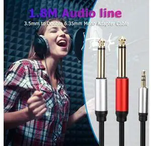 1.8m 3.5mm To 6.35mm Adapter Audio Cable Gold Plated 3.5mm To Double 6.35mm TRS Cable Aluminum Housing for Home Stereo System 1.8m 3.5mm To 6.35mm Adapter Audio Cable Gold Plated 3.5mm To Double 6.35mm TRS Cable Aluminum Housing for Home Stereo System
