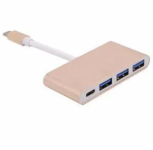USB Type C HUB Multiport Adapter Converter with 3 USB 3.0 Ports and 1 USB-C Female Power Delivery Port for Charging USB Type C HUB Multiport Adapter Converter with 3 USB 3.0 Ports and 1 USB-C Female Power Delivery Port for Charging