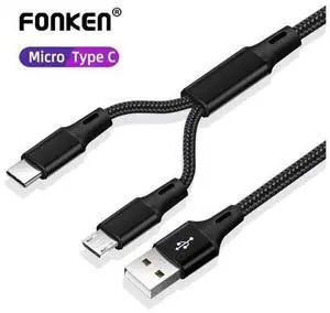 2 in 1 Micro USB Type C Cable Portable Dual Charge for Phone USB Cable Android Mole Power Bank Fast Charging USB C Cord 2 in 1 Micro USB Type C Cable Portable Dual Charge for Phone USB Cable Android Mole Power Bank Fast Charging USB C Cord