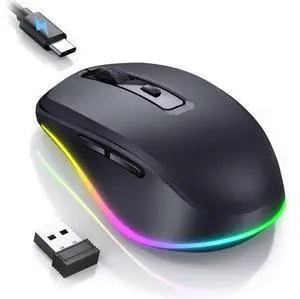 PEIOUS Wireless Mouse with LED - Rechargeable Moving Mouse Jiggler Keeps Computer Awake - Black PEIOUS Wireless Mouse with LED - Rechargeable Moving Mouse Jiggler Keeps Computer Awake - Black