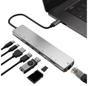 8 in 1 Type-C HUB USB-C to 4K /USB3.0 /RJ45 /PD Charging Audio /SD/TF Card Reader Adapter Usb Splitter for MacBook Pro 8 in 1 Type-C HUB USB-C to 4K /USB3.0 /RJ45 /PD Charging Audio /SD/TF Card Reader Adapter Usb Splitter for MacBook Pro