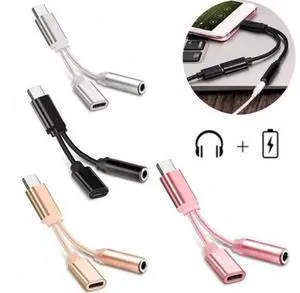 2 In 1 Type C To 3.5 Mm Charger Splitter Headphone Audio Jack USB C Cable Type-C To 3.5mm Connector Adapter For Mole Phone 2 In 1 Type C To 3.5 Mm Charger Splitter Headphone Audio Jack USB C Cable Type-C To 3.5mm Connector Adapter For Mole Phone