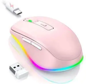 PEIOUS Mouse for Laptop, Wireless Mouse Jiggler - LED Wireless Mice with Build-in Mouse Jiggler Mover, Rechargeable Moving Mouse for Laptop Undetectable Keeps Computer Awake - Pink PEIOUS Mouse for Laptop, Wireless Mouse Jiggler - LED Wireless Mice with Build-in Mouse Jiggler Mover, Rechargeable Moving Mouse for Laptop Undetectable Keeps Computer Awake - Pink