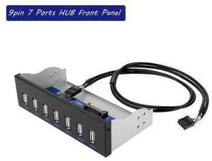5.25 inch CD-ROM Drive Bay Front Panel 9pin/19pin 7 Port USB 2.0/3.0 Hub Floppy Bay Drive Panel Expansion Adapter Connector 5.25 inch CD-ROM Drive Bay Front Panel 9pin/19pin 7 Port USB 2.0/3.0 Hub Floppy Bay Drive Panel Expansion Adapter Connector