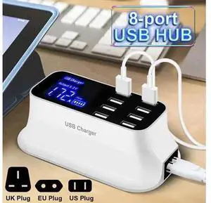 USB Smart Wall Fast Charger + 8 USB Charging Hub +1.5m Cable LCD Bait High Speed US/UK/EU Plug USB Smart Wall Fast Charger + 8 USB Charging Hub +1.5m Cable LCD Bait High Speed US/UK/EU Plug