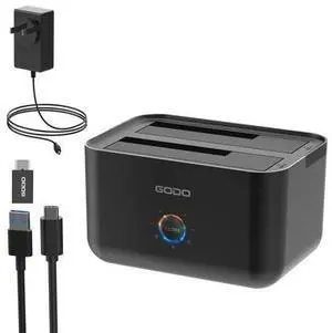GODO Hard Drive Docking Station to USB 3.0 Type C,Dual Bay Hard Drive Dock for SATA 2.5/3.5 inch HDDs/SSDs with LED Indicator,Support Offline Clone/Duplicator 2 * 18TB Black GODO Hard Drive Docking Station to USB 3.0 Type C,Dual Bay Hard Drive Dock for SATA 2.5/3.5 inch HDDs/SSDs with LED Indicator,Support Offline Clone/Duplicator 2 * 18TB Black