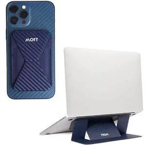 MOFT Snap-On Magnetic Wallet Stand for & Magsafe iPhone 12/13 Series and MOFT Invisible Slim Laptop Stand (Carbon Blue) MOFT Snap-On Magnetic Wallet Stand for & Magsafe iPhone 12/13 Series and MOFT Invisible Slim Laptop Stand (Carbon Blue)