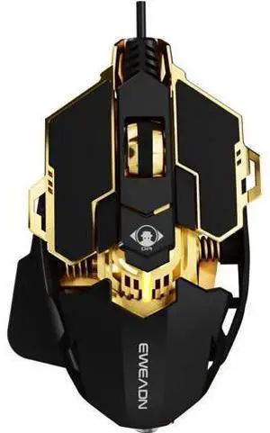 EWEADN G5 Wired Gaming Mouse, Ergonomic RGB Computer Mouse, 12800 Adjustable DPI, 9 Programmable Macro Buttons with Rapid Fire Key Compatible for PC/Laptop/Windows- Black&Gold EWEADN G5 Wired Gaming Mouse, Ergonomic RGB Computer Mouse, 12800 Adjustable DPI, 9 Programmable Macro Buttons with Rapid Fire Key Compatible for PC/Laptop/Windows- Black&Gold