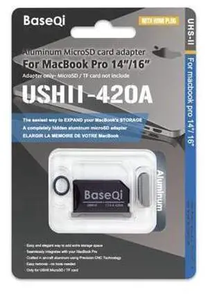 BASEQI UHS-II Aluminum microSD Adapter for M1 2021 / M2 2022 / M3 2023 MacBook Pro 14" & 16" BASEQI UHS-II Aluminum microSD Adapter for M1 2021 / M2 2022 / M3 2023 MacBook Pro 14" & 16"