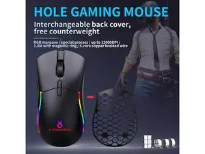 M68 Gaming Mouse, Hole Gaming Mouse Interchangeable Back Cover, Free counterweightRGB Backlit with 8 Light Modes, 12000 DPI Adjustable, Honeycomb Shell, Black M68 Gaming Mouse, Hole Gaming Mouse Interchangeable Back Cover, Free counterweightRGB Backlit with 8 Light Modes, 12000 DPI Adjustable, Honeycomb Shell, Black