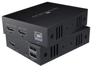 Ennovor HDMI KVM USB Extender Transmit 1080p HD Video Over Cat5e/6 Ethernet Cable 50m (164ft) for Mouse and Keyboard Control Remote Signals Ennovor HDMI KVM USB Extender Transmit 1080p HD Video Over Cat5e/6 Ethernet Cable 50m (164ft) for Mouse and Keyboard Control Remote Signals