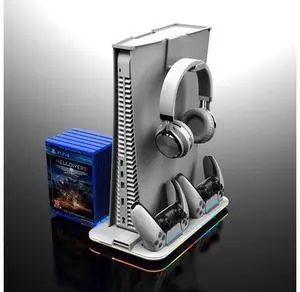 Multi Functional Cooling Stand with Dual Controller Charger Charging Dock Station for PS5 Playstation 5 Console Multi Functional Cooling Stand with Dual Controller Charger Charging Dock Station for PS5 Playstation 5 Console