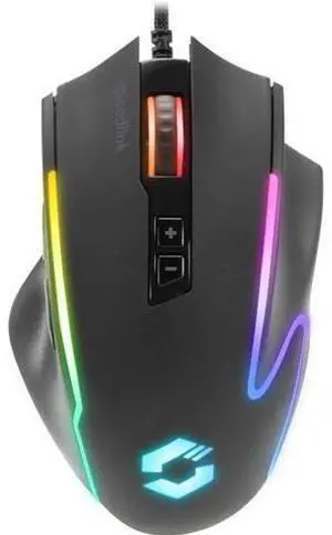 DECUS NX - RGB Gaming Mouse with Cable, Multicoloured RGB Illumination, Continuous fire Button, up to 12800dpi, 1000Hz, programmable, USB Wired, sheathed Cable, Black DECUS NX - RGB Gaming Mouse with Cable, Multicoloured RGB Illumination, Continuous fire Button, up to 12800dpi, 1000Hz, programmable, USB Wired, sheathed Cable, Black