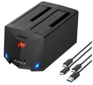 FIDECO USB 3.2 Gen 1 to Hard Drive Docking Station, Hard Drive Dock for 2.5 or 3.5 inch SATA I/II/III HDD SSD with Hard Drive Duplicator/Offline Clone Function and 2 USB Cables, Support UASP FIDECO USB 3.2 Gen 1 to Hard Drive Docking Station, Hard Drive Dock for 2.5 or 3.5 inch SATA I/II/III HDD SSD with Hard Drive Duplicator/Offline Clone Function and 2 USB Cables, Support UASP