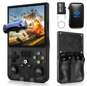 R36MAX Handheld Game Console, Retro Gaming Console with 4000mAh Battery 4.0IPS Screen, Open Source Linux System, with 64GB TF Card Portable Video Gaming Console, Transparent Black R36MAX Handheld Game Console, Retro Gaming Console with 4000mAh Battery 4.0IPS Screen, Open Source Linux System, with 64GB TF Card Portable Video Gaming Console, Transparent Black