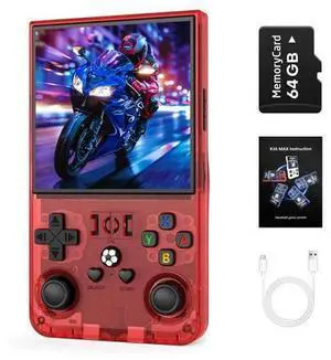 R36MAX Retro Handheld Game Console, 4.0 inch Retro Gaming Console with 64GB Memory, Portable Retro Video Games Console, 4000mAh Battery, Support 30+ Emulators, Transparent Red R36MAX Retro Handheld Game Console, 4.0 inch Retro Gaming Console with 64GB Memory, Portable Retro Video Games Console, 4000mAh Battery, Support 30+ Emulators, Transparent Red