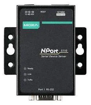 MOXA NPort 5110-1 Port Serial Device Server, 10/100 Ethernet, RS232, DB9 Male MOXA NPort 5110-1 Port Serial Device Server, 10/100 Ethernet, RS232, DB9 Male