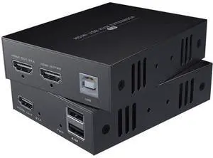 FOR-HDMI KVM USB Extender Transmit 1080p HD Video Over Cat5e/6 Ethernet Cable 50m (164ft) for Mouse and Keyboard Control Remote Signals FOR-HDMI KVM USB Extender Transmit 1080p HD Video Over Cat5e/6 Ethernet Cable 50m (164ft) for Mouse and Keyboard Control Remote Signals
